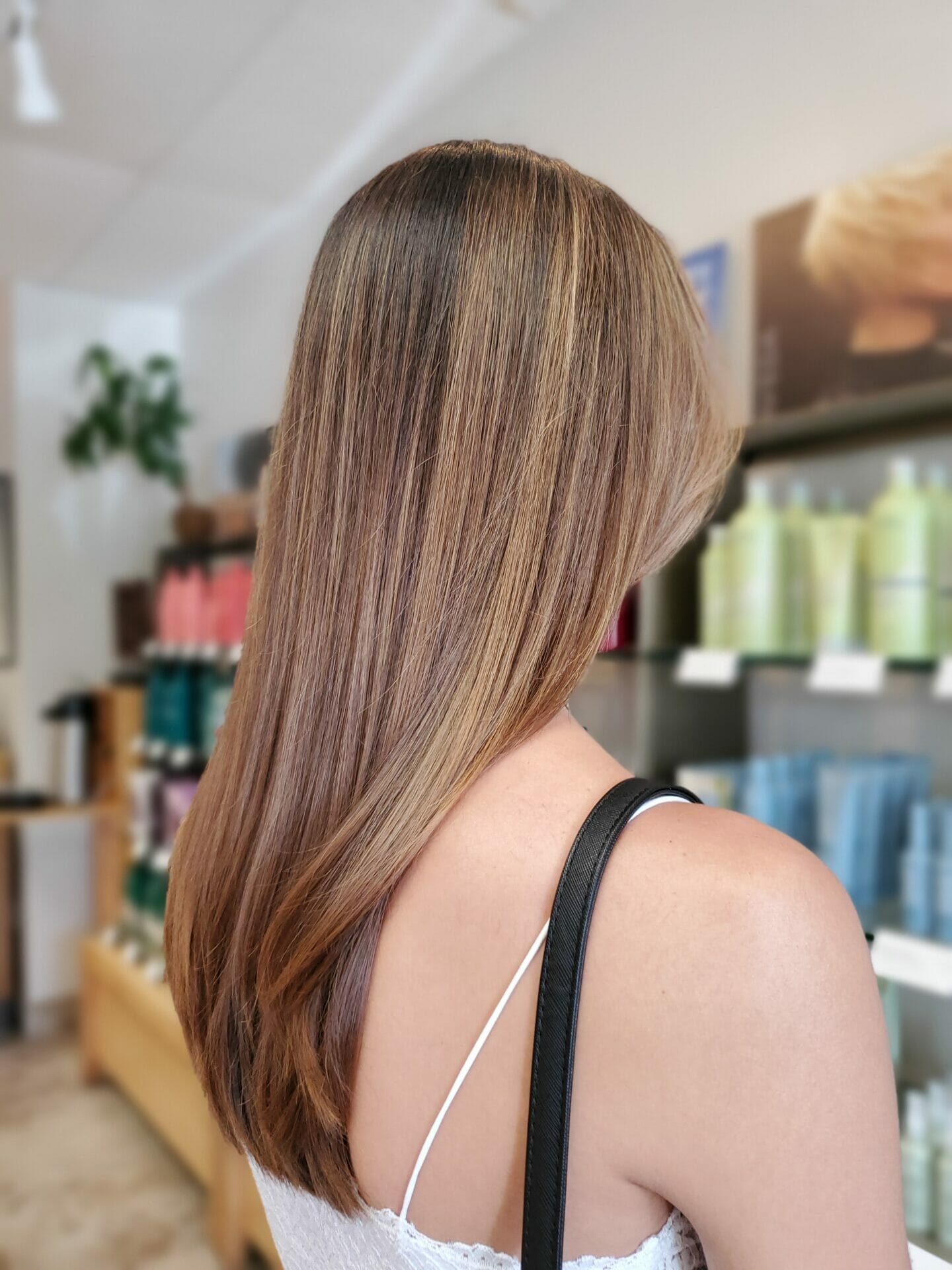 Full highlights hair color example showing bright dimensional color